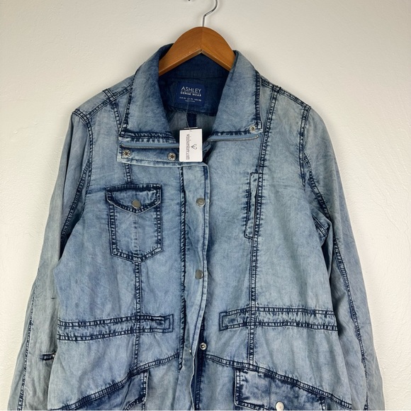 Ashley Denim Windsor Acid Wash Denim Jacket XL New - Picture 2 of 8